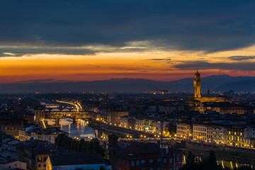 A view of Florence skyline at sunset time