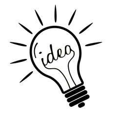 simple flat glowing light bulb icon symbolizing an idea