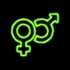 green neon symbol venus mars