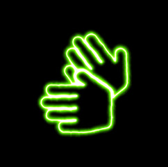 Fototapeta premium green neon symbol sign language