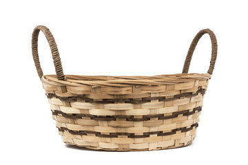 empty wicker basket isolated on white background frontal