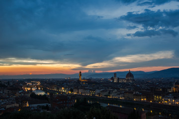 Fototapeta na wymiar City scene of Florence at sunset time