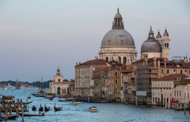 Fototapeta na wymiar A view of Grand Canal and Basilica Santa Maria della Salute