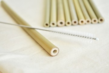 No plastic, natural bamboo straws and cleaning brush, eco friendly, zero waste lifestyle.
