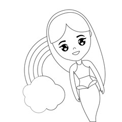 cute mermaid with rainbow