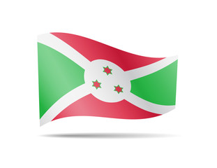 Waving Burundi flag in the wind. Flag on white background vector illustration