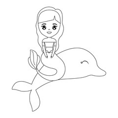 cute mermaid sitting in dolphin animal