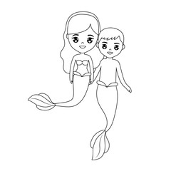 cute couple mermaids character