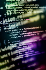 Closeup developing programming and coding technologies. Developer working on web sites codes in...
