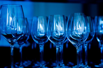 empty glasses wine in restaurant, glass water, 