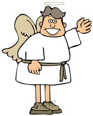Young angel waving