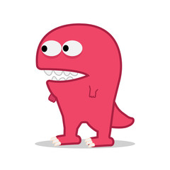 Cute funing dinosuar character design. Vector illustration.Cartoon dinosaur happy.