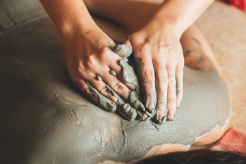 Medical procedure - massage with healing clay. Concept - healthy lifestyle