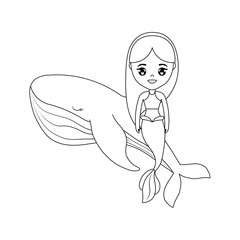 Obraz premium cute mermaid sitting in whale