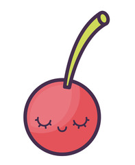 fresh cherry fruit kawaii character
