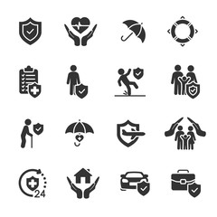 Vector set of insurance icons. - obrazy, fototapety, plakaty