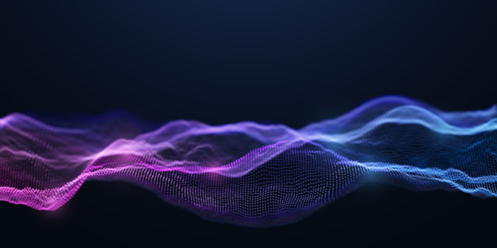 Blue and Purple Wavy Particle Background © tuulijumala