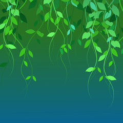 blue-green background with lianas, vector