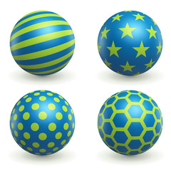 Green and Blue Textured 3D Spheres