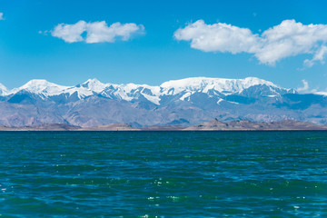 Pamir Mountains, Tajikistan - Aug 20 2018: Karakul Lake in Gorno-Badakhshan, Tajikistan. It is...