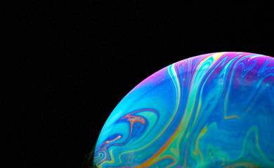 Planet on starry sky, outer space. Sound of cosmic radiation  the background hiss of the universe