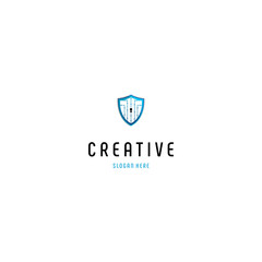 Security guard logo design vector. Security protection shield symbol . Secure shield icon vector. Privacy lock icon .