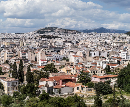 Panoramic view of the city of Athens, Greece