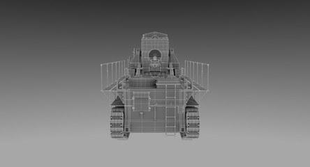 Wire Frame - 60cm German Siege Mortar Karl on turn tabele 19