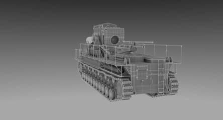 Wire Frame - 60cm German Siege Mortar Karl on turn tabele 21
