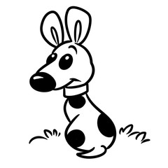 Fototapeta na wymiar Little dog dalmatians parody animal character sitting lawn cartoon illustration isolated image coloring page