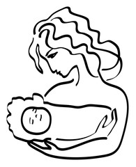 Mother holds a sleeping baby in her arms