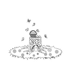 Obraz premium Easter Rabbit Eggs outline