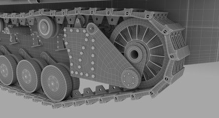 Wire Frame WW2 - Detail chain of German Mortar Karl