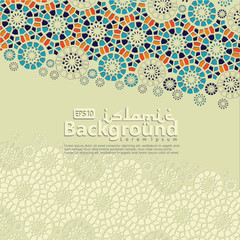 Arabic arabesque design greeting card for Ramadan Kareem.Islamic colorful template with arabic calligraphy