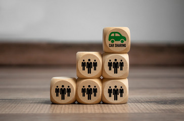 Würfel mit Carsharing Fahrgemeinschaft 