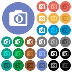 Monochrome photos round flat multi colored icons