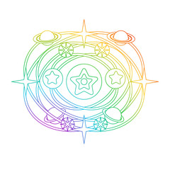Illustration - mandala in the color of the rainbow on the theme of flower.
