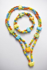 Glass Beads Jewelry Set Butterflies on   White Background, Isolated Beads on White   Background,...