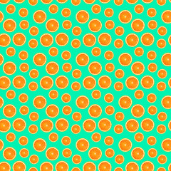 Seamless background pattern and texture fresh citrus orange fruit isolated on modern green background