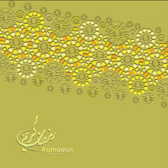 Arabic arabesque design greeting card for Ramadan Kareem.Islamic colorful template with arabic calligraphy