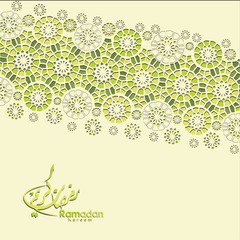 Arabic arabesque design greeting card for Ramadan Kareem.Islamic colorful template with arabic calligraphy