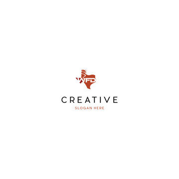 Letter Initial WFD Texas Map Creative Icon Logo Design Element Template Vector