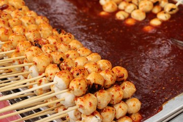 grilled meatballs is delicious at street food