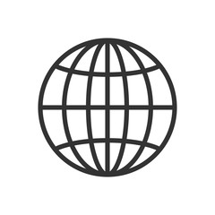 Web icon. Trendy flat style. World globe outline symbol. Linear network graphic pictogram. Template design for web site, logo, mobile app, UI.
