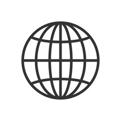 Web icon. Trendy flat style. World globe outline symbol. Linear network graphic pictogram. Template design for web site, logo, mobile app, UI.