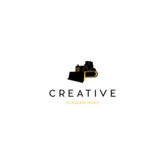 bulldozer heavy equipment logo vector, Bulldozer logo template vector. Heavy equipment logo vector for construction company. Creative excavator illustration