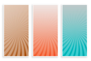 abstract colors rays sunburst banners set