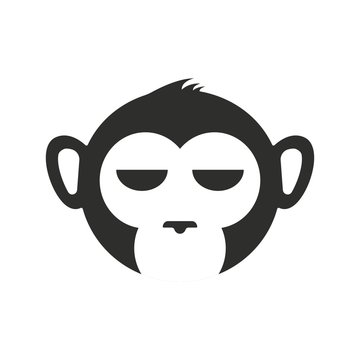 Monkey head logo. Ape icon. Chimpanzee funny face. Template vector design.