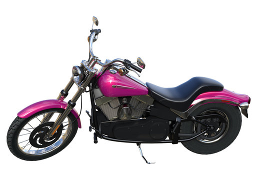pink motorcycle on white background