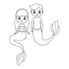 cute couple mermaids character